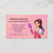 Carte De Visite Modern Pink Cleaning Service Business Card (Devant)