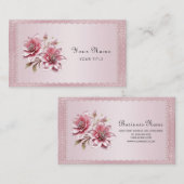Carte De Visite Modern Pink Flowers Business Card (Devant / Derrière)