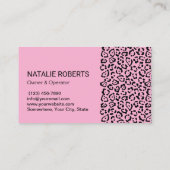Carte De Visite Modern Pink House Cleaning Service Leopard Print (Dos)