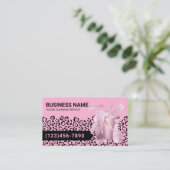 Carte De Visite Modern Pink House Cleaning Service Leopard Print (Debout devant)