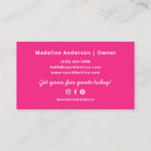 Carte De Visite Modern Pink Housekeeper Maid Cleaning Service  (Dos)