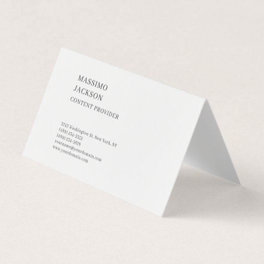 Carte De Visite Modern Plain Simple Black White Minimalist (Devant)