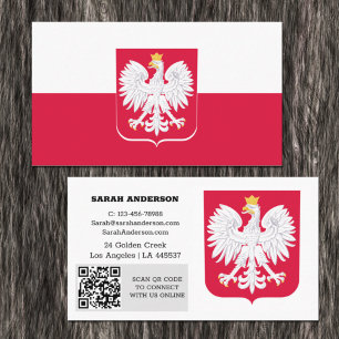Carte De Visite Modern Poland, Business Card, Polish Flag /QR Code