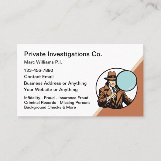 Carte De Visite Modern Private Investigator Theme (Devant)
