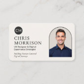 Carte De Visite Modern Professional Black Photo Monogram (Devant)