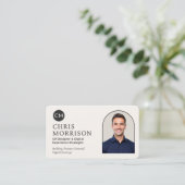 Carte De Visite Modern Professional Black Photo Monogram (Debout devant)