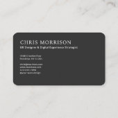 Carte De Visite Modern Professional Black Photo Monogram (Dos)