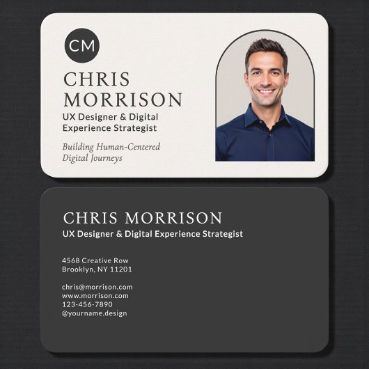 Carte De Visite Modern Professional Black Photo Monogram