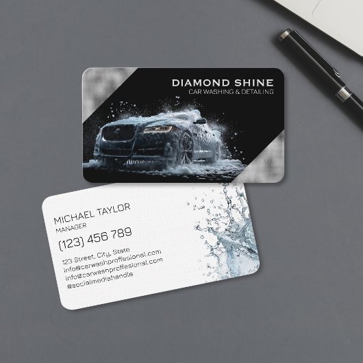 Carte De Visite Modern Professional Car Detailing Washing Cleaning