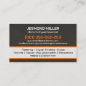 Carte De Visite Modern Professional Drywall Plastering Services  (Dos)