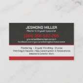 Carte De Visite Modern Professional Drywall Plastering Services  (Dos)