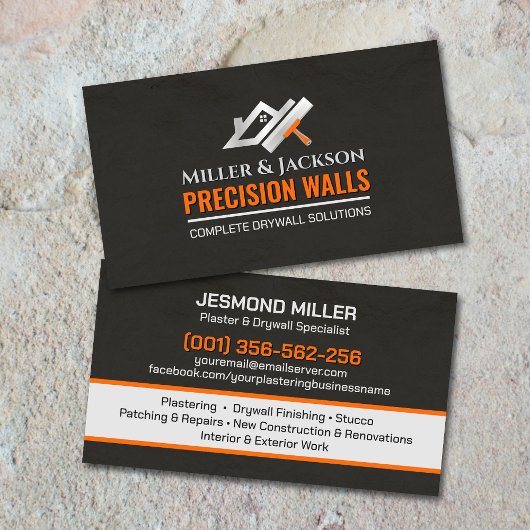 Carte De Visite Modern Professional Drywall Plastering Services 