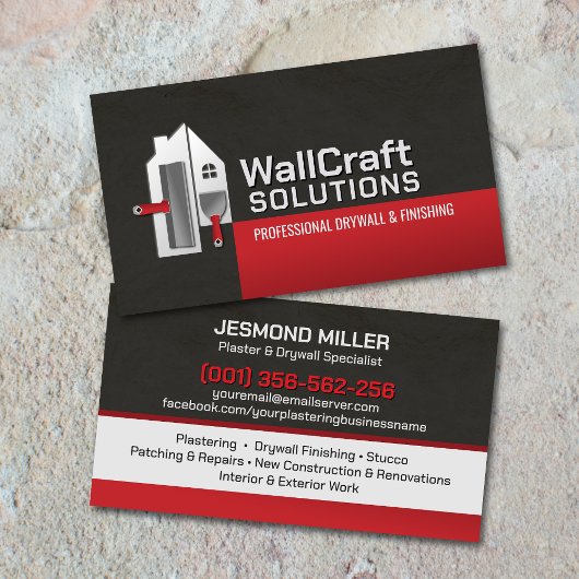 Carte De Visite Modern Professional Drywall Plastering Services 