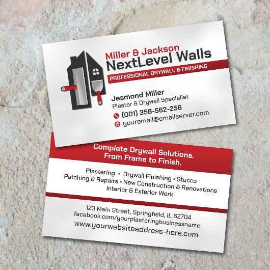 Carte De Visite Modern Professional Drywall Plastering Services 