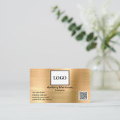 Carte De Visite Modern Professional Gold Ajouter logo et code QR (Debout devant)