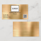 Carte De Visite Modern Professional Gold Ajouter logo et code QR (Devant / Derrière)