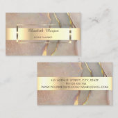 Carte De Visite Modern  Professional Gold Stripe Pink Opal (Devant / Derrière)