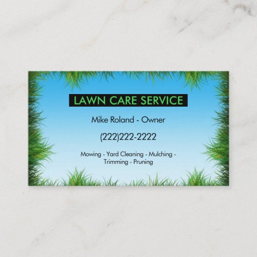 Carte De Visite Modern Professional Lawn Care Gardener Services (Devant)