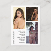 Carte De Visite Modern Professional Model Actor Photo comp Card (Dos)