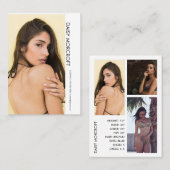 Carte De Visite Modern Professional Model Actor Photo comp Card (Devant / Derrière)