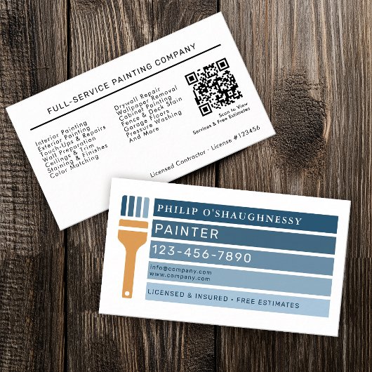 Carte De Visite Modern Professional Painting Service QR Code 