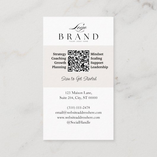 Carte De Visite Modern Professional Photo Monogram & Logo QR Code (Dos)
