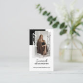 Carte De Visite Modern Professional Photo Monogram & Logo QR Code (Debout devant)