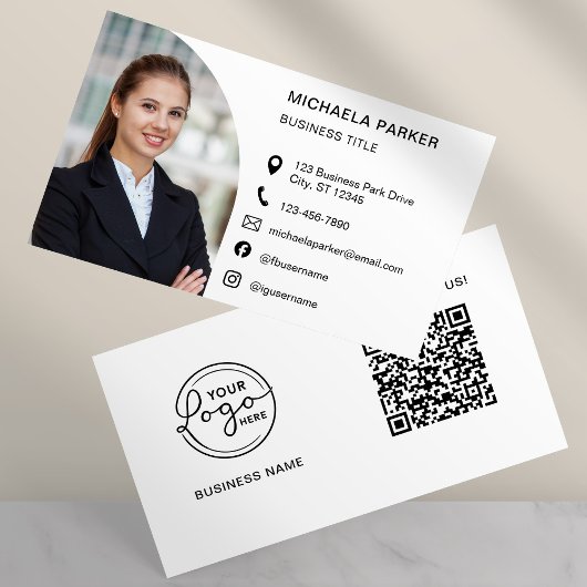 Carte De Visite Modern Professional Photo QR Code Social Media