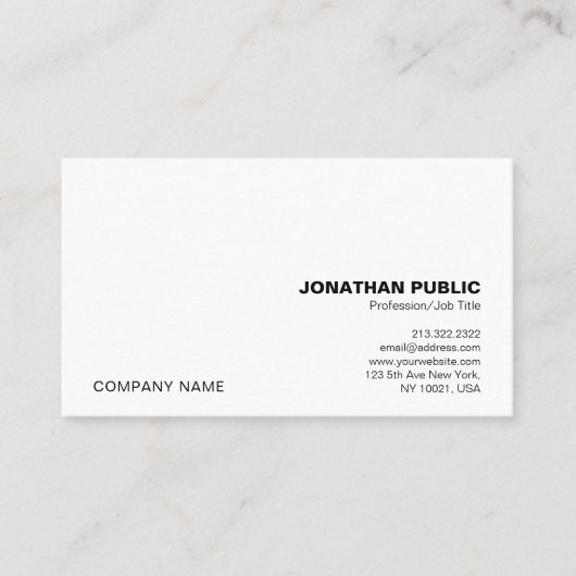 Carte De Visite Modern Professional Simple Elegant White Company (Devant)