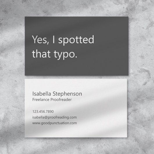 Carte De Visite Modern Proofreader Freelance Grey White Minimalist