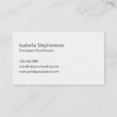 Carte De Visite Modern Proofreader Freelancer Minimalist (Dos)