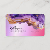 Carte De Visite Modern Purple Agate & gold glitter marble QR Code (Devant)