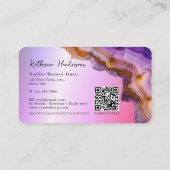 Carte De Visite Modern Purple Agate & gold glitter marble QR Code (Dos)
