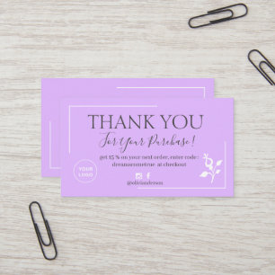Carte De Visite Modern Purple script commander merci entreprise 