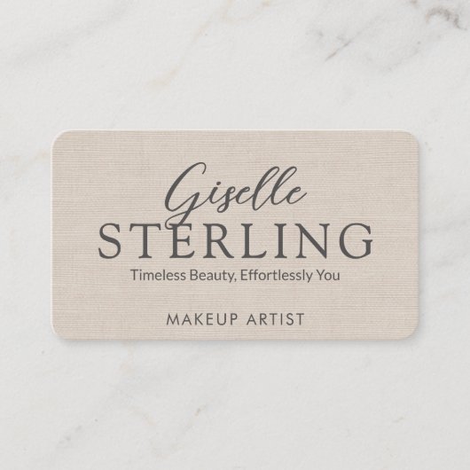 Carte De Visite Modern QR Code Elegant Linen Script  (Devant)