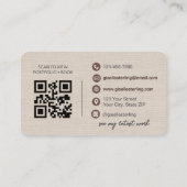 Carte De Visite Modern QR Code Elegant Linen Script  (Dos)