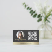 Carte De Visite Modern QR Code Gold House Real Estate Realtor (Debout devant)