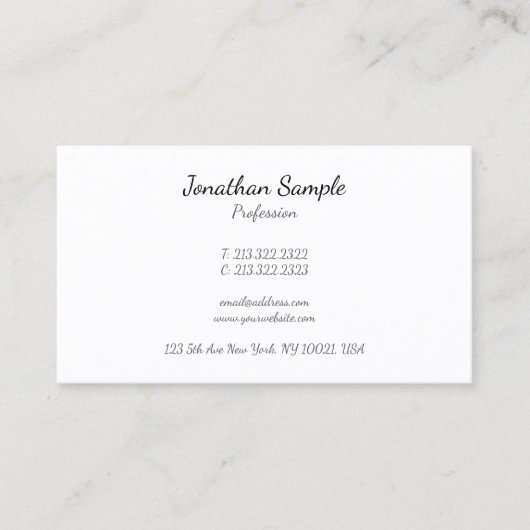 Carte De Visite Modern QR Code Handwriting Script Sleek Business (Devant)