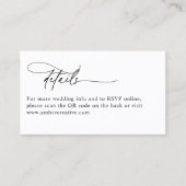 Carte De Visite Modern QR Code Minimalist Wedding Enclosure Card (Devant)