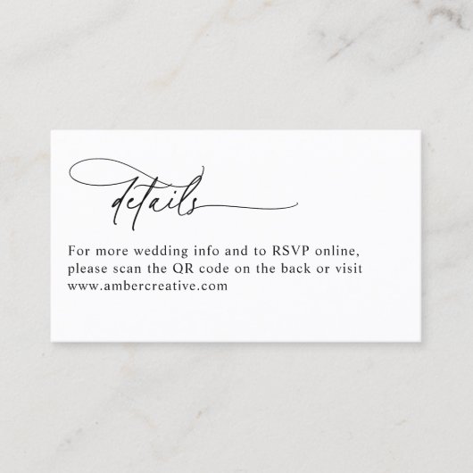 Carte De Visite Modern QR Code Minimalist Wedding Enclosure Card (Devant)