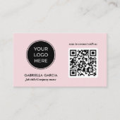 Carte De Visite Modern QR Code Pink Logo Business Card (Devant)