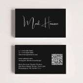 Carte De Visite Modern QR Code Professional Black
