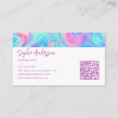 Carte De Visite Modern Rainbow Holographic Makeup Artist & Qr Code (Dos)