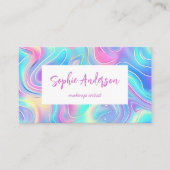 Carte De Visite Modern Rainbow Holographic Makeup Artist & Qr Code (Devant)