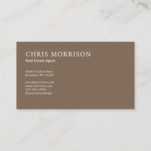 Carte De Visite Modern Real Estate Agent Beige Professional Photo (Dos)
