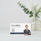 Carte De Visite Modern Real Estate Agent Photo LOGO PRESENTATION (Debout devant)