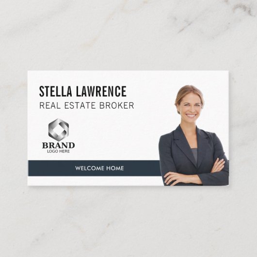 Carte De Visite Modern Real Estate Agent Photo LOGO PRESENTATION (Devant)