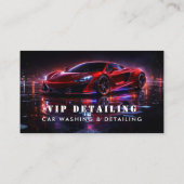 Carte De Visite Modern Red Car Wash & Auto Detailing (Dos)