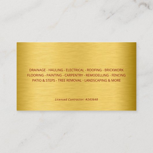 Carte De Visite Modern Red Gold Construction Building (Dos)