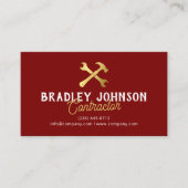 Carte De Visite Modern Red Gold Construction Building (Devant)